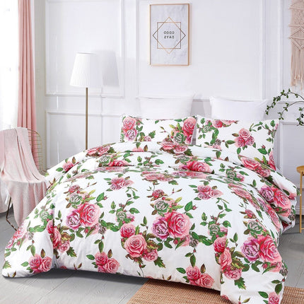 DaDa Bedding Romantic Roses Lovely Spring Pink Floral Duvet Cover Set w/ Pillow Cases (JHW-879)