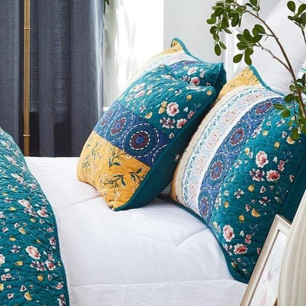 DaDa Bedding Patchwork Bed of Wild Flowers Floral King Size Pillow Sham Cover, 20" x 36" (JHW886)