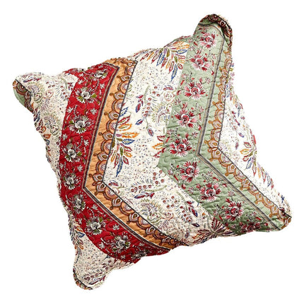 DaDa Bedding Bohemian Cranberry Sage Chevron Floral Euro Pillow Sham Cover, 26" x 26" (JHW924)