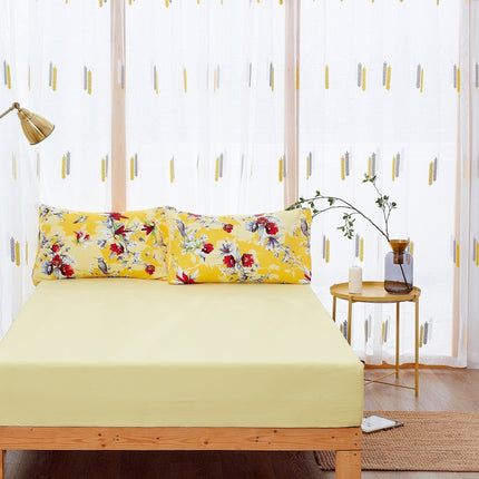 DaDa Bedding Bed in a Bag Bundle Set - Radiant Sunshine Yellow Hummingbirds Floral Bedding Set (JHW-925)