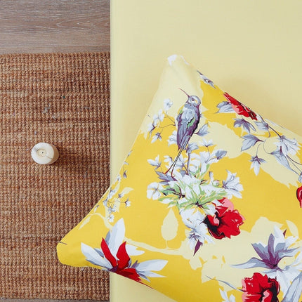 DaDa Bedding Sunshine Yellow Hummingbirds Floral Fitted & Flat Bed Sheets Set (JHW-925)