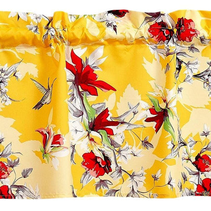 DaDa Bedding Floral Sunshine Yellow Hummingbirds Window Curtain Valance - 18" x 52" (JHW-925)