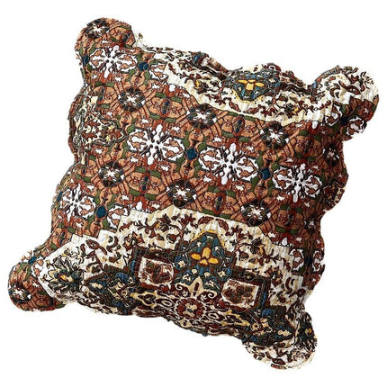 DaDa Bedding Set of 2-Pieces Rustic Earthy Cross Motif Folk Scalloped Throw Pillow Covers, 18" x 18" (JHW944)