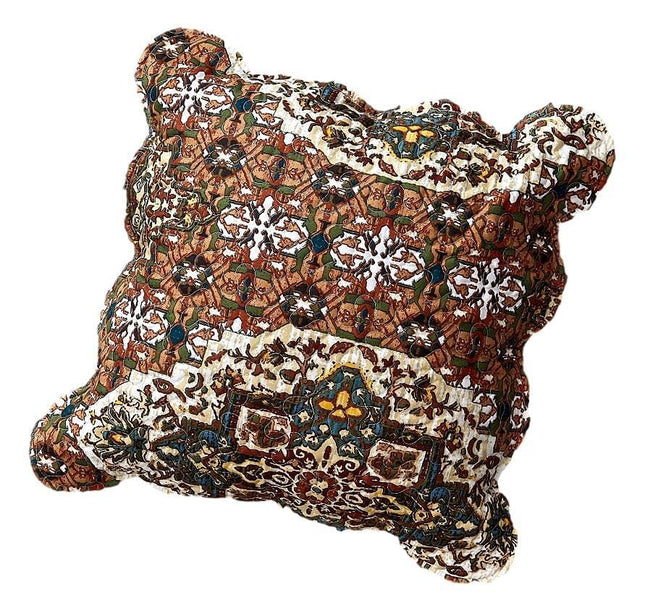 DaDa Bedding Set of 2-Pieces Rustic Earthy Cross Motif Folk Scalloped Throw Pillow Covers, 18" x 18" (JHW944)