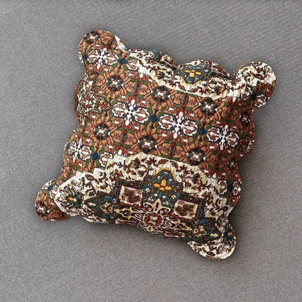 DaDa Bedding Set of 2-Pieces Rustic Earthy Cross Motif Folk Scalloped Throw Pillow Covers, 18" x 18" (JHW944)