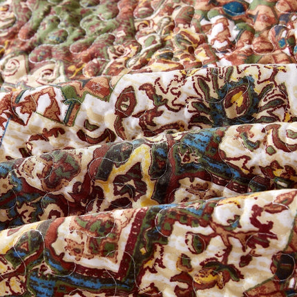 DaDa Bedding Rustic Earthy Cross Motif Folk Ogee Moroccan Scalloped Quilted Bedspread Set (JHW-944)