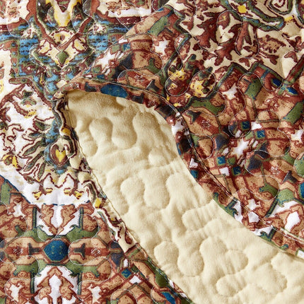 DaDa Bedding Rustic Earthy Cross Motif Folk Ogee Moroccan Scalloped Quilted Bedspread Set (JHW-944)