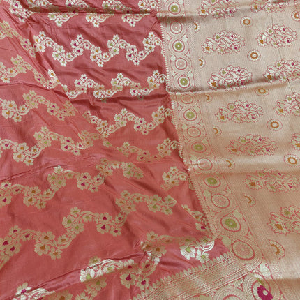 Exclusive Pure Banarasi Khaddi Katan Kadhuwa Silk Allover Flowers Booti Handloom Saree