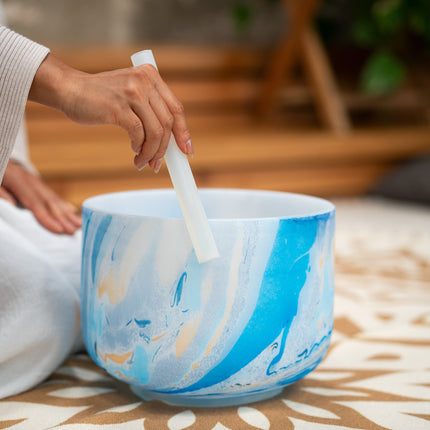 10" Marble Crystal Singing Bowl, A4, Brow Chakra, 432 Hz