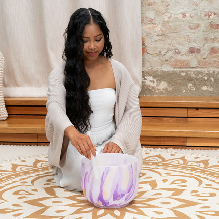 10" Marble Crystal Singing Bowl, B4, Crown Chakra, 432 Hz