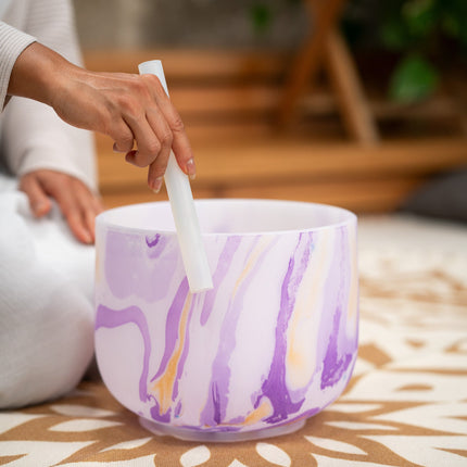 10" Marble Crystal Singing Bowl, B4, Crown Chakra, 432 Hz