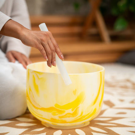 10" Marble Crystal Singing Bowl, E4, Solar Plexus Chakra, 432 Hz