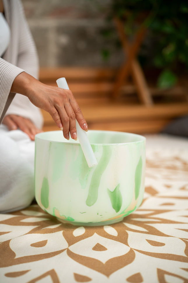 10" Marble Crystal Singing Bowl, F4, Heart Chakra, 432 hz