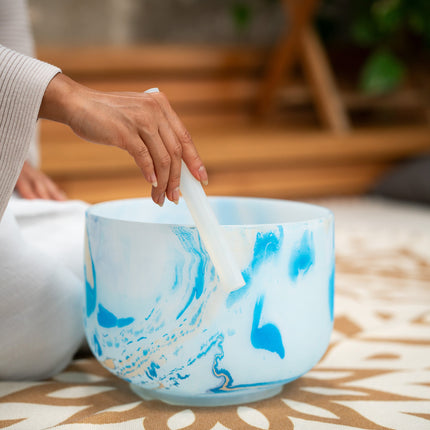 10" Marble Crystal Singing Bowl, G4, Throat Chakra, 432 Hz