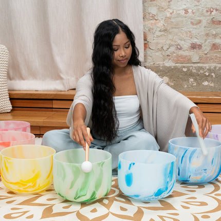 Crystal Singing Bowl Chakra Set, Marble 7-Piece