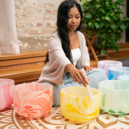 Crystal Singing Bowl Chakra Set, Marble 7-Piece
