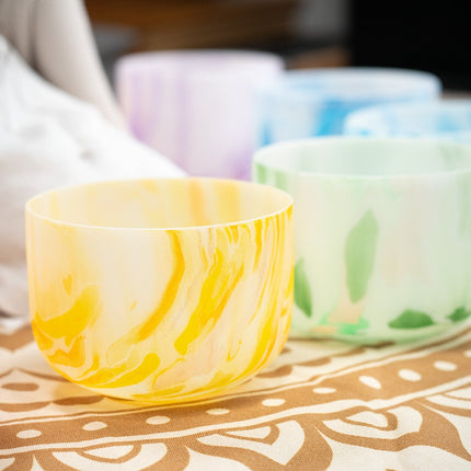 Crystal Singing Bowl Chakra Set, Marble 7-Piece