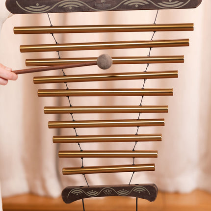 35" Meditation Flow Chime, 440 Hz, 10 Notes, D Major, Bronze