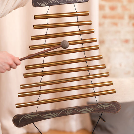 35" Meditation Flow Chime, 440 Hz, 10 Notes, D Major, Bronze