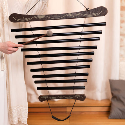 38" Meditation Flow Chime, 432 Hz, 10 Notes, E Minor, Black