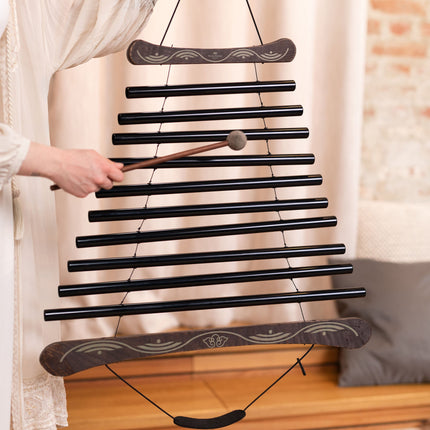 38" Meditation Flow Chime, 432 Hz, 10 Notes, E Minor, Black