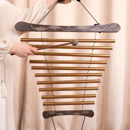 35" Meditation Flow Chime, 440 Hz, 10 Notes, G Major, Bronze