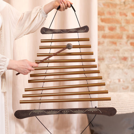 35" Meditation Flow Chime, 440 Hz, 10 Notes, G Major, Bronze