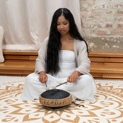 10" Medium Octave Steel Tongue Drum, B Minor, 8 Notes, 432 Hz, Black