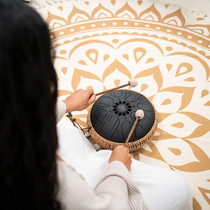 10" Medium Octave Steel Tongue Drum, B Minor, 8 Notes, 432 Hz, Black