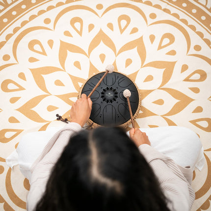 10" Medium Octave Steel Tongue Drum, B Minor, 8 Notes, 432 Hz, Black