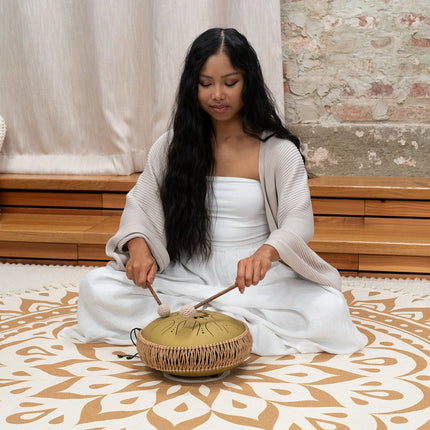 10" Medium Octave Steel Tongue Drum, C Major, 8 Notes, 432 Hz, Gold