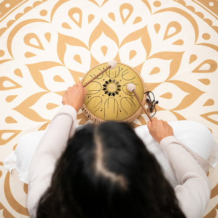 10" Medium Octave Steel Tongue Drum, C Major, 8 Notes, 432 Hz, Gold