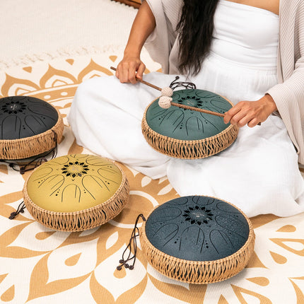 10" Medium Octave Steel Tongue Drum, C Major, 8 Notes, 432 Hz, Gold