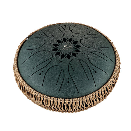 10" Medium Octave Steel Tongue Drum, F# Minor, 8 Notes, 432 Hz, Dark Green