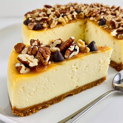 Andy Anand Freshly Baked  Turtle Cheesecake 9" with Chocolate Chip & Nuts Irresistible Desserts, Birthday Cheesecake in Ny Style - 2 lbs