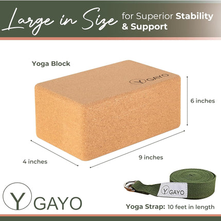 Sustainable Large Cork Yoga Blocks & Strap Set
