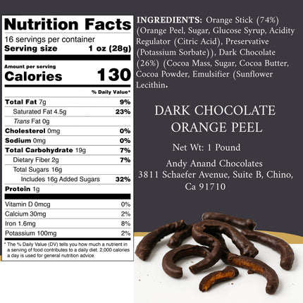 Andy Anand Dark Chocolate Orange Peels Dark Gift Box 1 lb Delicious Decadent