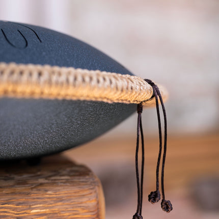 16" Octave Steel Tongue Drum, D Amara, Lasered Floral Design, Navy Blue
