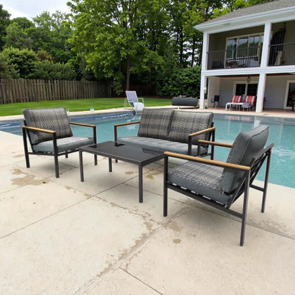 NICE GARDEN Solaria Aluminum Outdoor Sofa Set — Modern Garden Lounge Furniture for Restaurants, Villas & Leisure Terraces