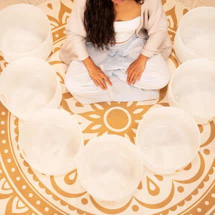 7-Piece Crystal Singing Bowl Chakra Set, Planetary Tuned
