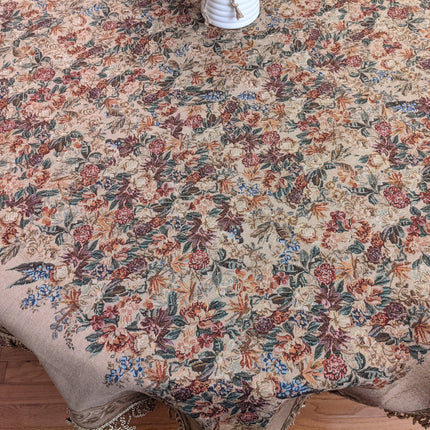 DaDa Bedding Wildflower Wonderland Floral Golden Beige Tan Square Dining Table Cloth (3100)