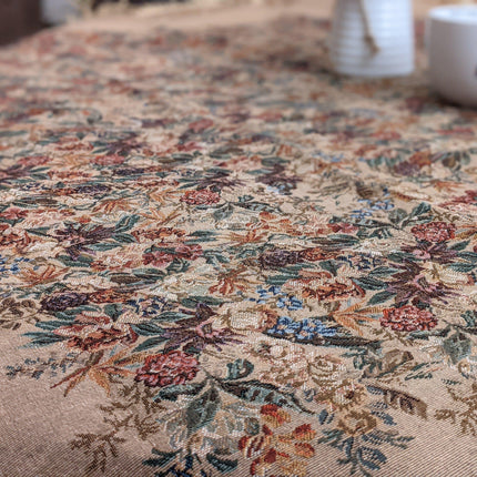 DaDa Bedding Wildflower Wonderland Floral Golden Beige Tan Square Dining Table Cloth (3100)