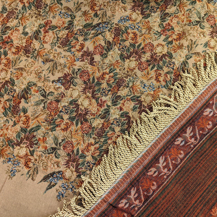 DaDa Bedding Wildflower Wonderland Floral Golden Beige Tan Square Dining Table Cloth (3100)