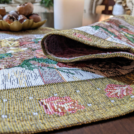 DaDa Bedding Rustic Floral Bouquet Lights Holiday Tapestry Dining Table Runner (6068)