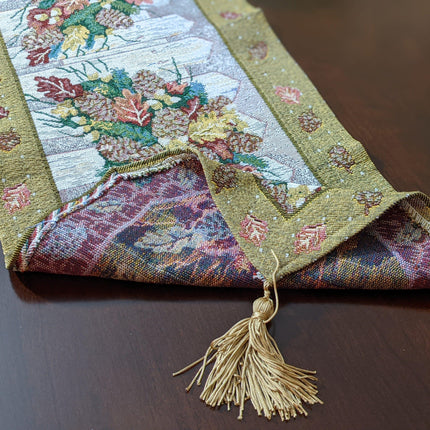 DaDa Bedding Rustic Floral Bouquet Lights Holiday Tapestry Dining Table Runner (6068)