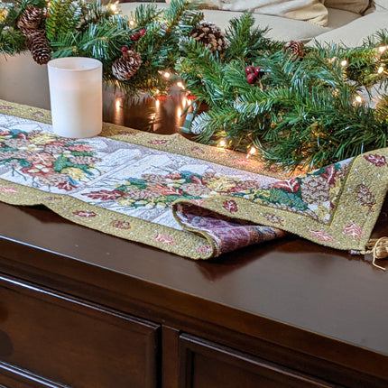 DaDa Bedding Rustic Floral Bouquet Lights Holiday Tapestry Dining Table Runner (6068)
