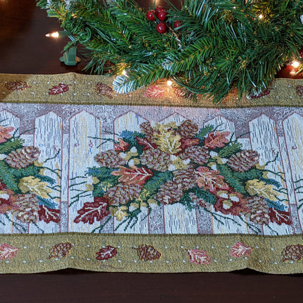 DaDa Bedding Rustic Floral Bouquet Lights Holiday Tapestry Dining Table Runner (6068)