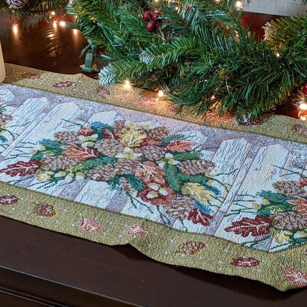 DaDa Bedding Rustic Floral Bouquet Lights Holiday Tapestry Dining Table Runner (6068)