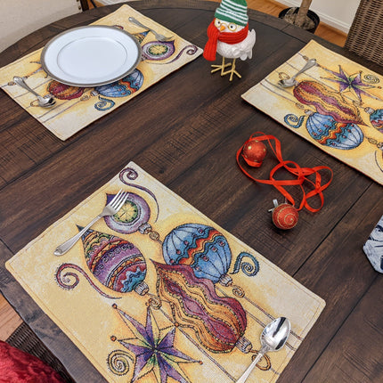 DaDa Bedding Set of 4-Pieces Starry Bohemian Lantern Ornaments Christmas Tapestry Placemats 13” x 19” (14916)