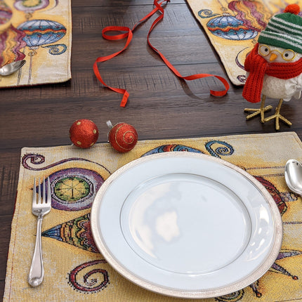 DaDa Bedding Set of 4-Pieces Starry Bohemian Lantern Ornaments Christmas Tapestry Placemats 13” x 19” (14916)